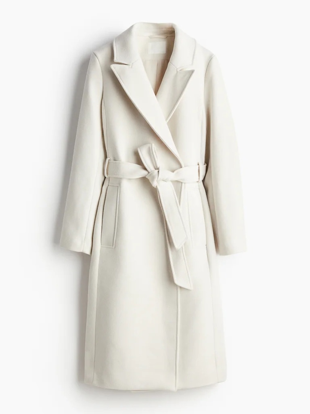 H&M Tie Belt Trench Coat Off White